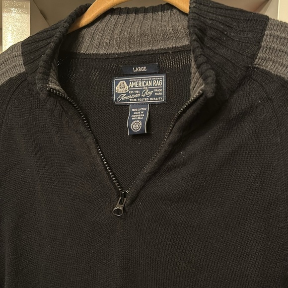 American Rag Black and Gray Zip up Collared Sweater - Picture 2 of 4